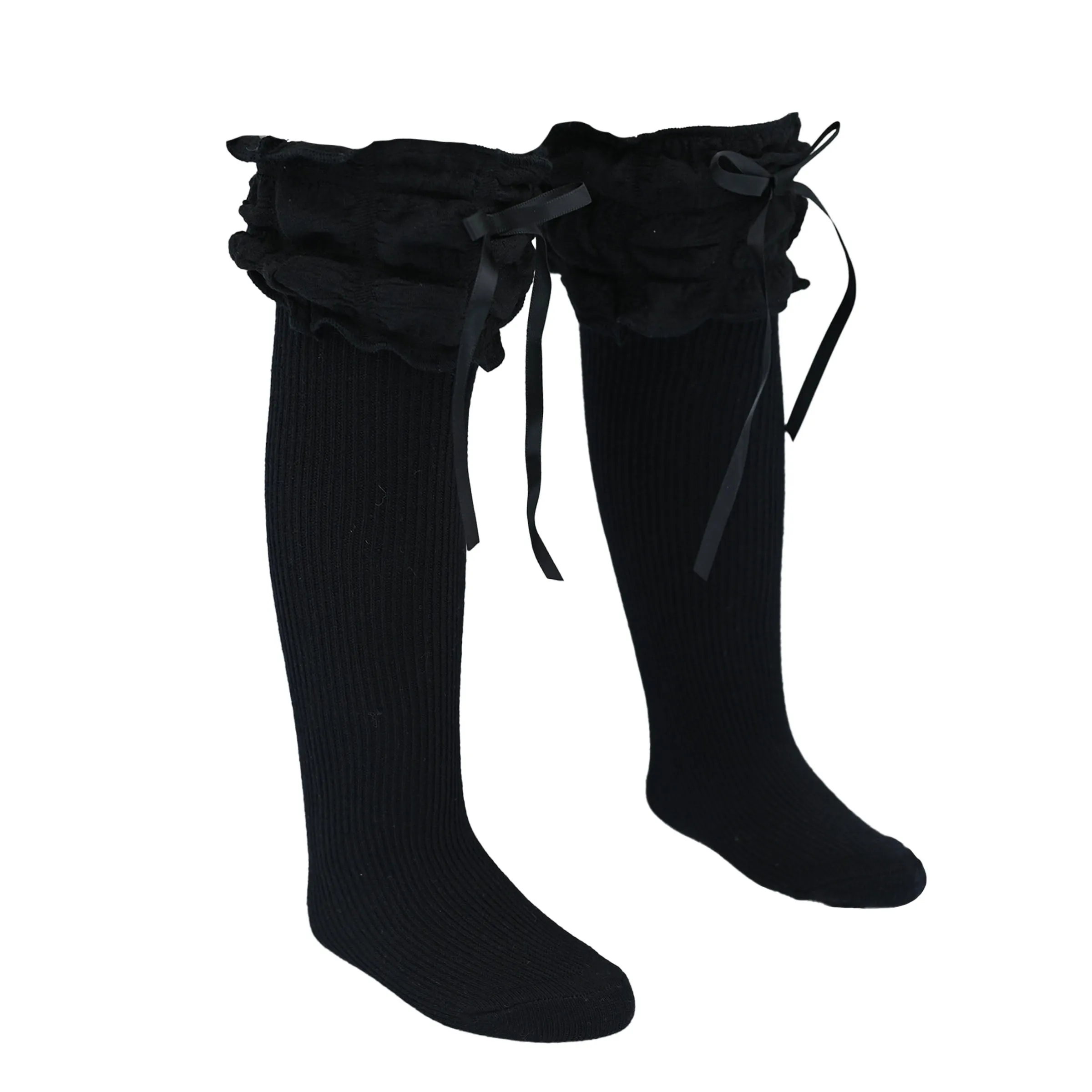 Ruffled Ribbon Long Socks