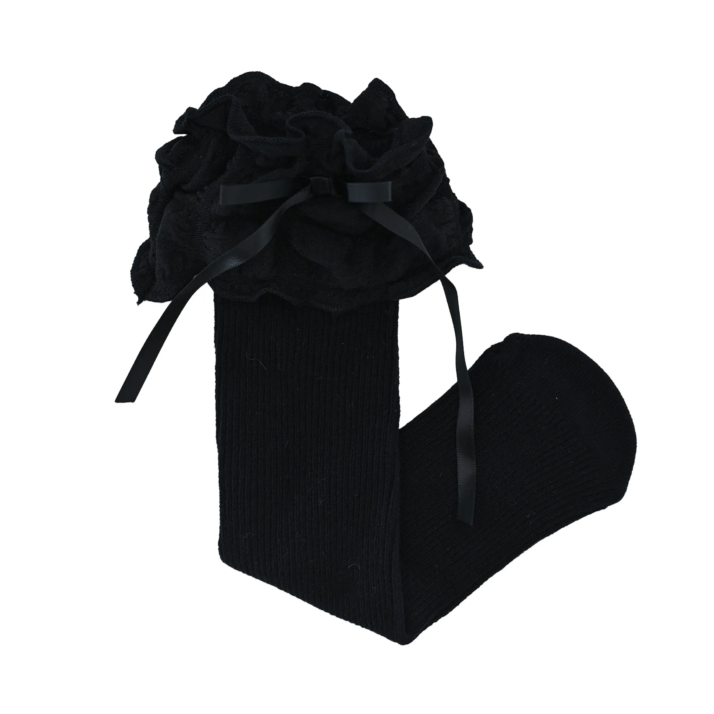 Ruffled Ribbon Long Socks