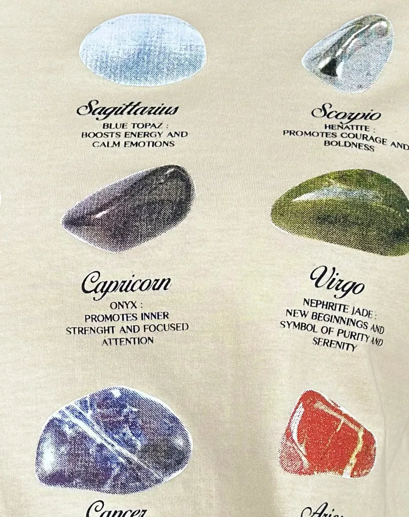 Saki Tee in Buttermilk Healing Stone Horoscope Print