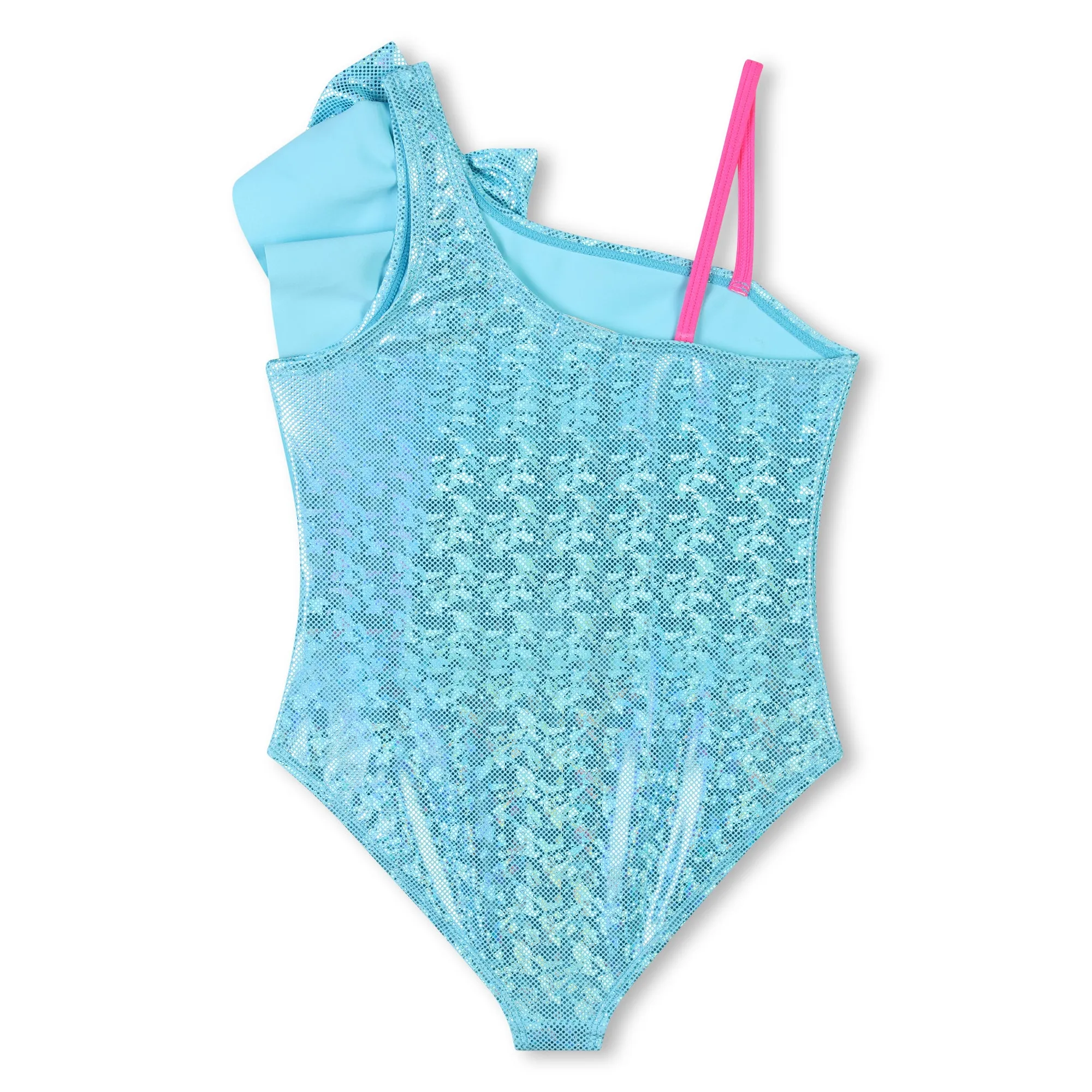 Shimmering Blue Asymmetric Ruffle Swimsuit