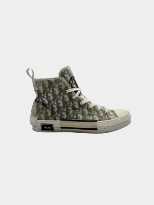 Sneakers Alte Dior B23 In Tela Trasparente Con Monogramma Grigio