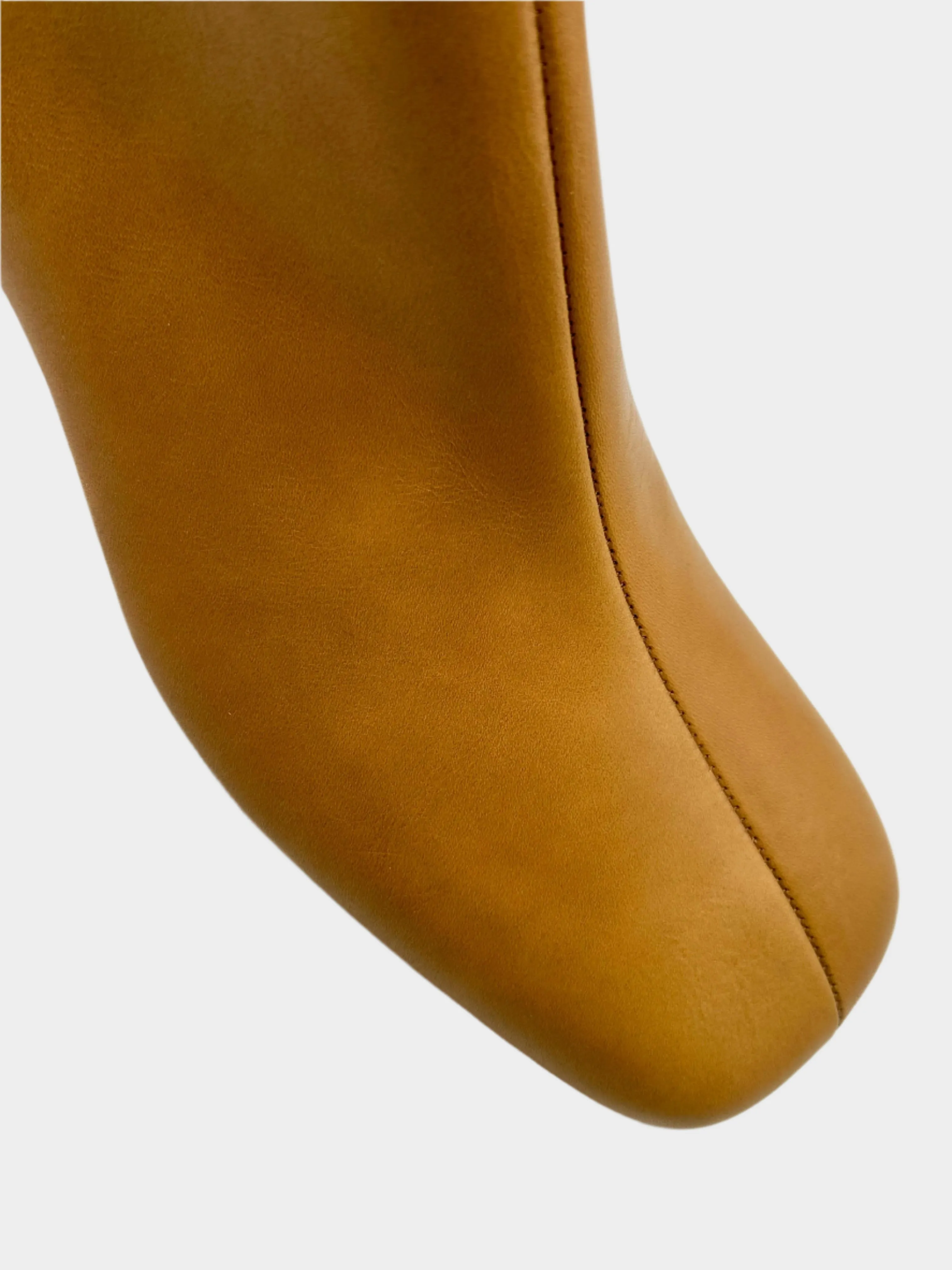 Stivaletto In Pelle Color Marrone Con Cuciture Iconiche