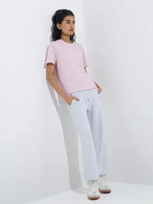 Studiofit Light Pink Typographic Cotton T-Shirt