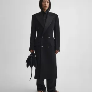 TAILORED COAT WITH DROPPED WAIST | black wool