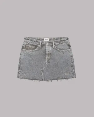 The Khaki Faded Slit Denim Skirt