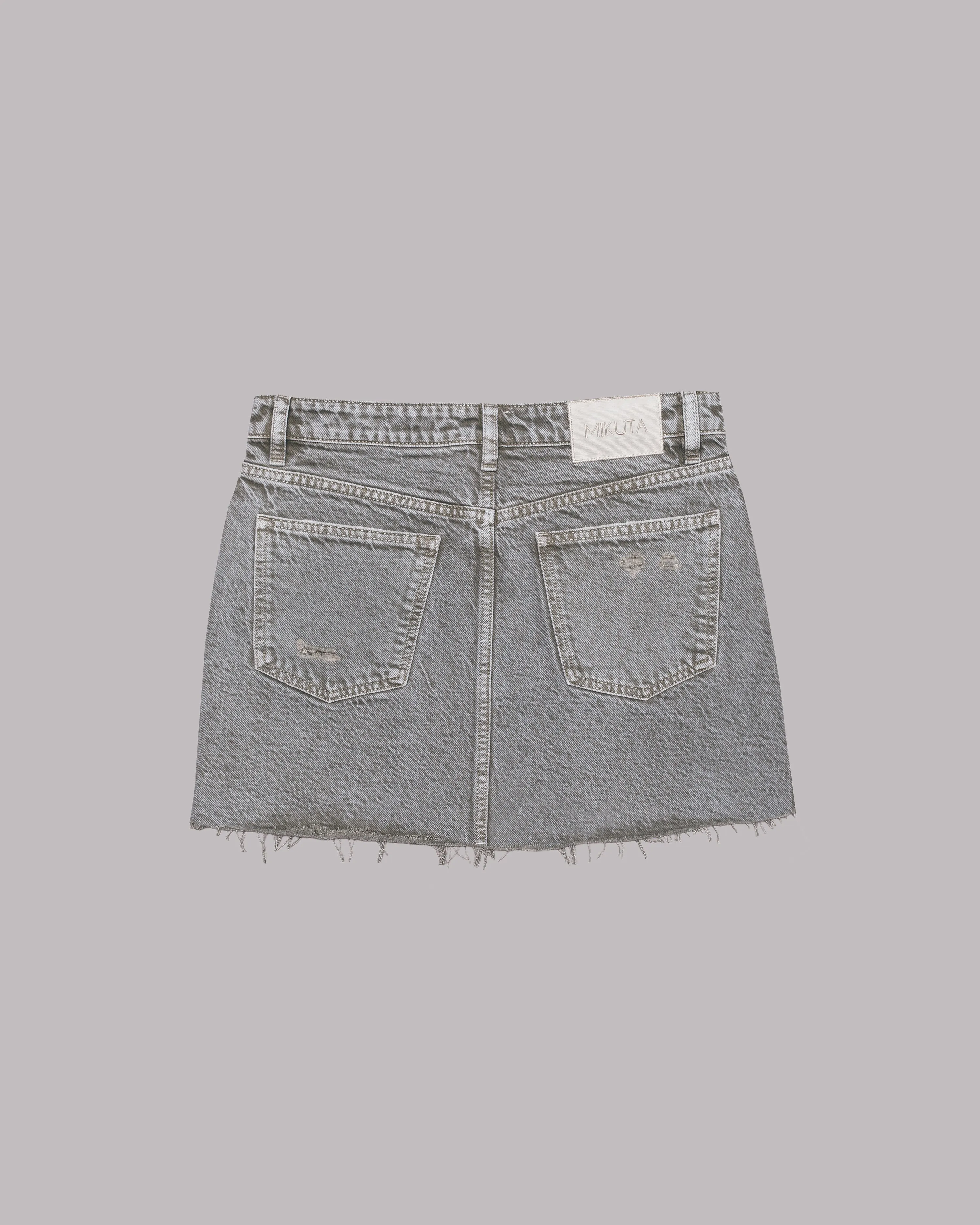The Khaki Faded Slit Denim Skirt