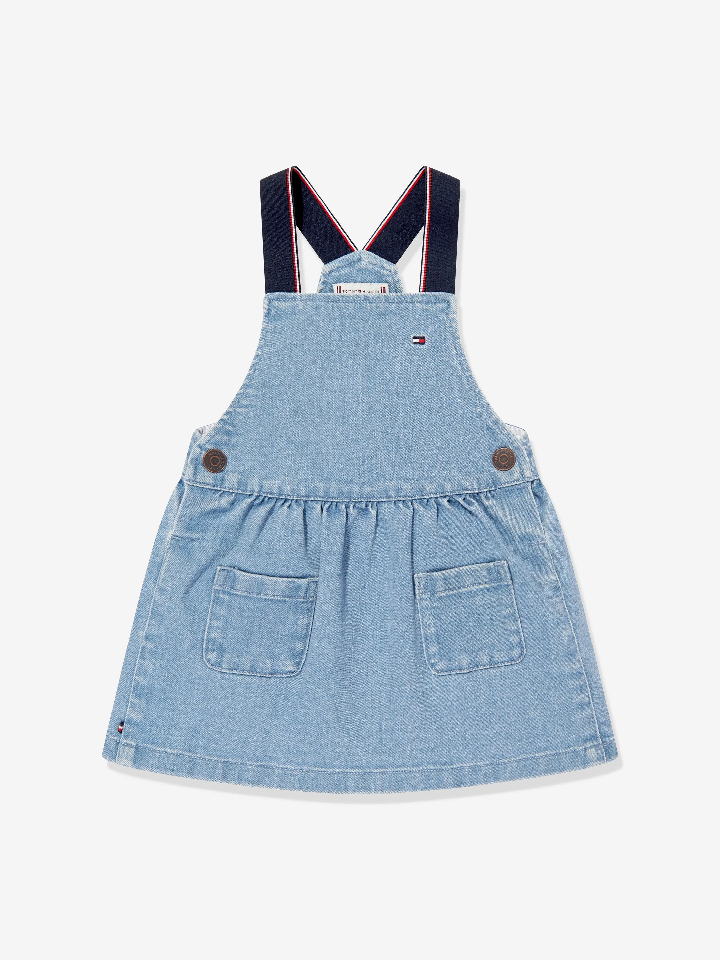 Tommy Hilfiger Baby Girls Denim Pinafore Dress Set in Blue