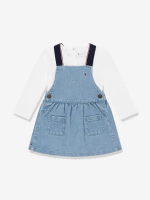 Tommy Hilfiger Baby Girls Denim Pinafore Dress Set in Blue