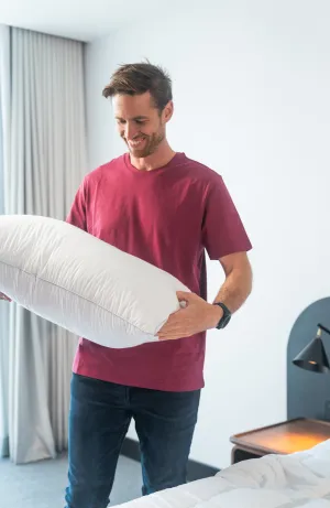 USA Standard Size Soft-Medium Density Pillow 95% White European Duck Down 700 Fill Power German Batiste TE100