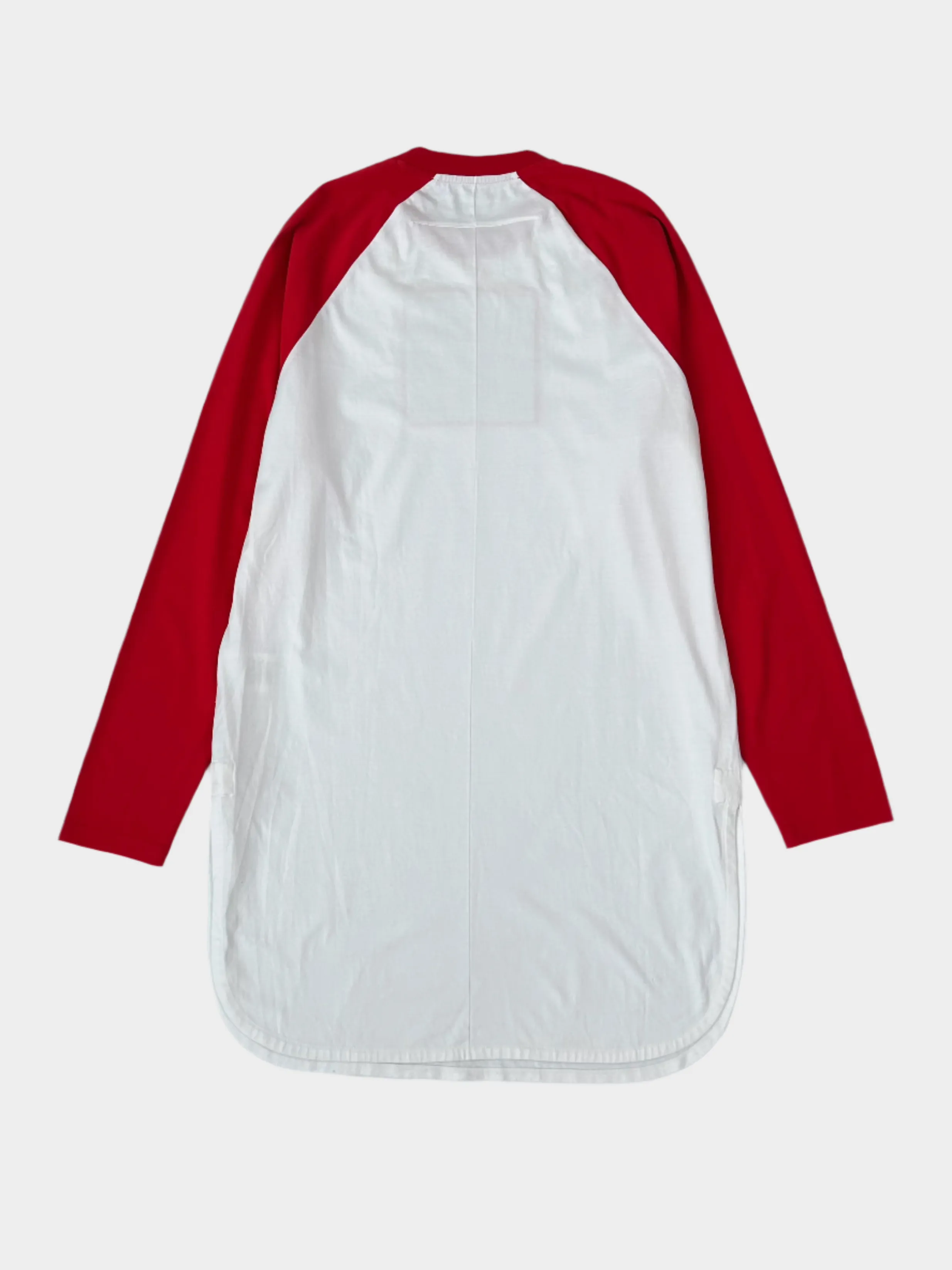 Vestito Bianco Manica Lunga Rossa Con Stampa Ricamata