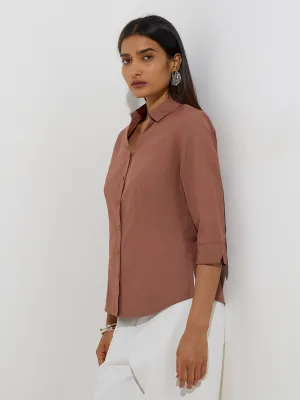 Wardrobe Brown Solid Shirt