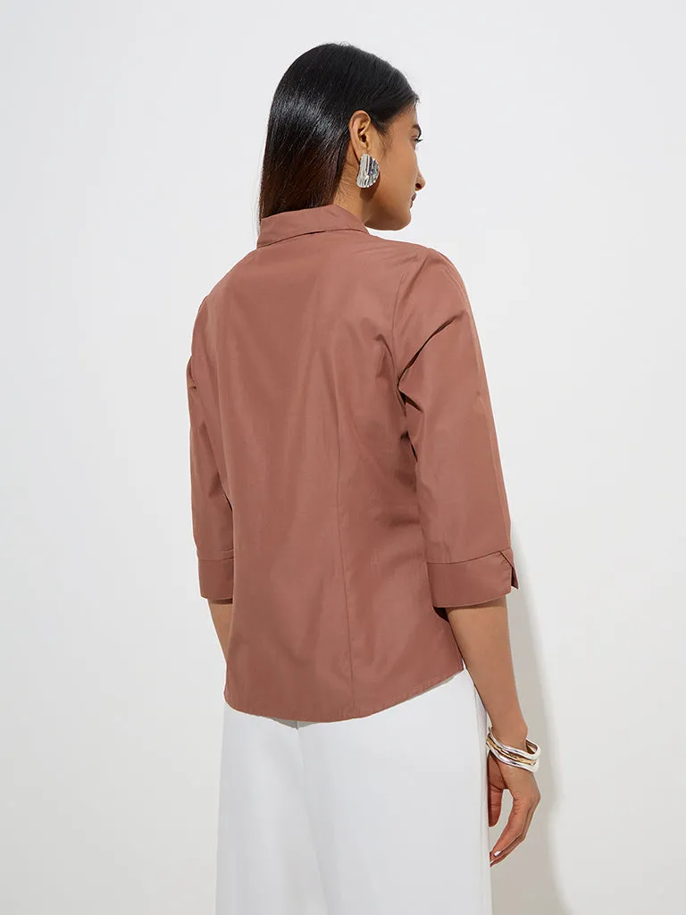 Wardrobe Brown Solid Shirt