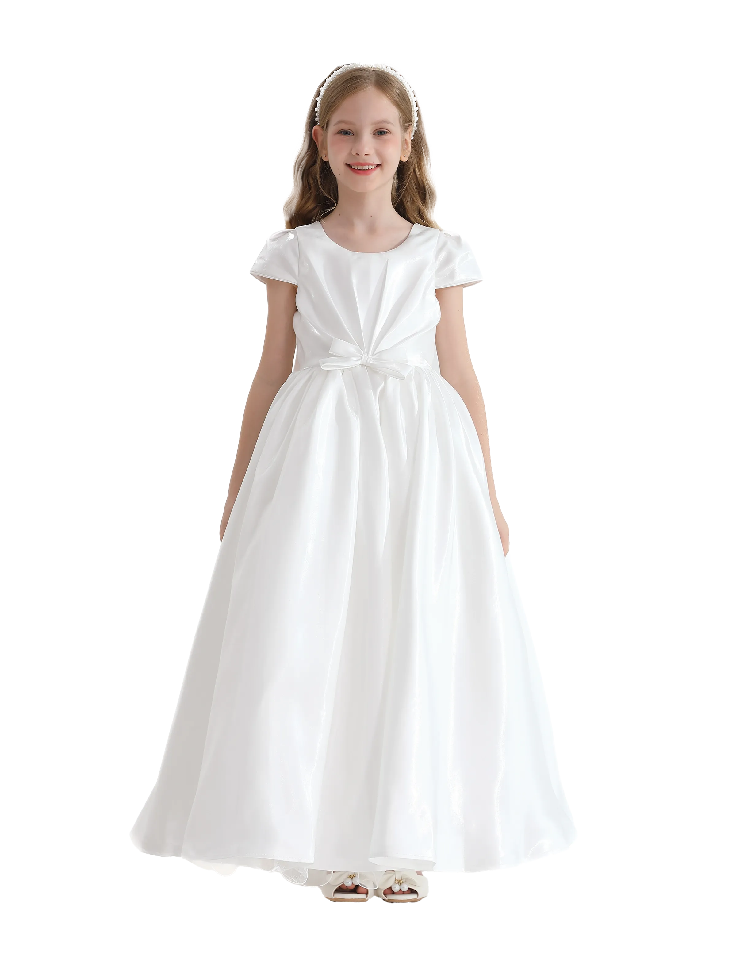 White Bow Long Brea Dress