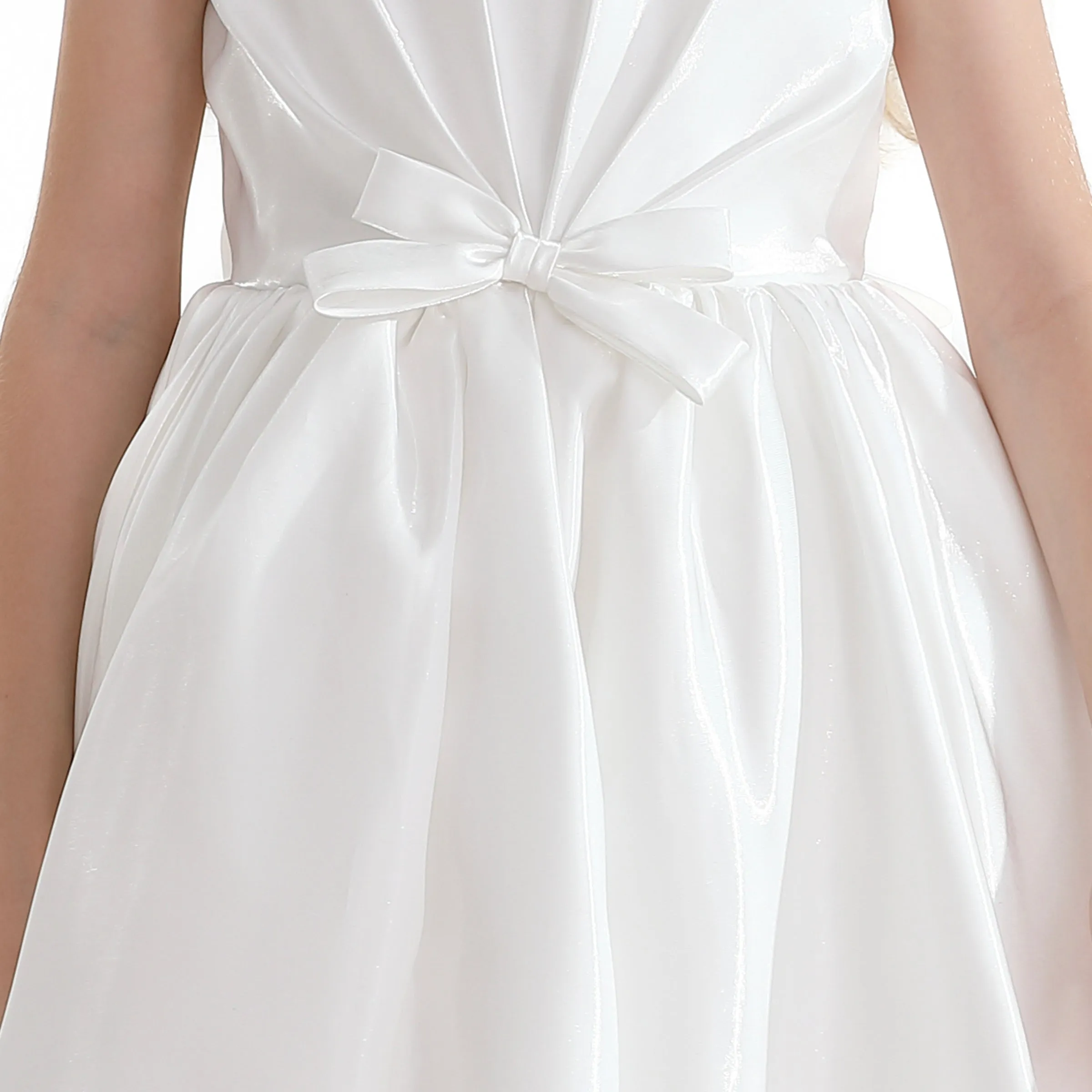 White Bow Long Brea Dress