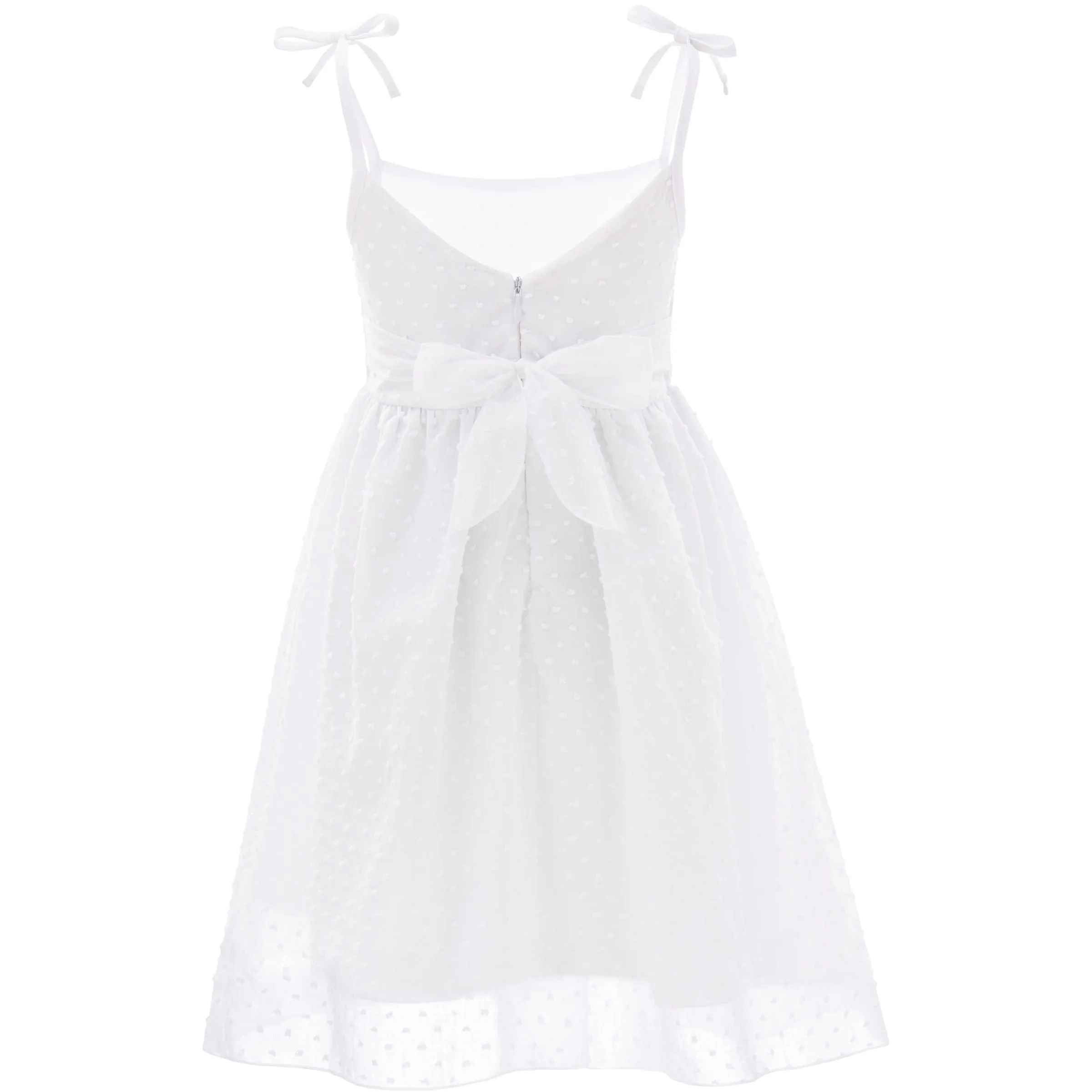 White Shoulder Tie Bow Dress