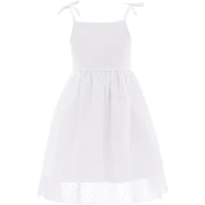 White Shoulder Tie Bow Dress