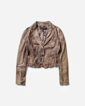 Women's Faded Leather Blazer Brown