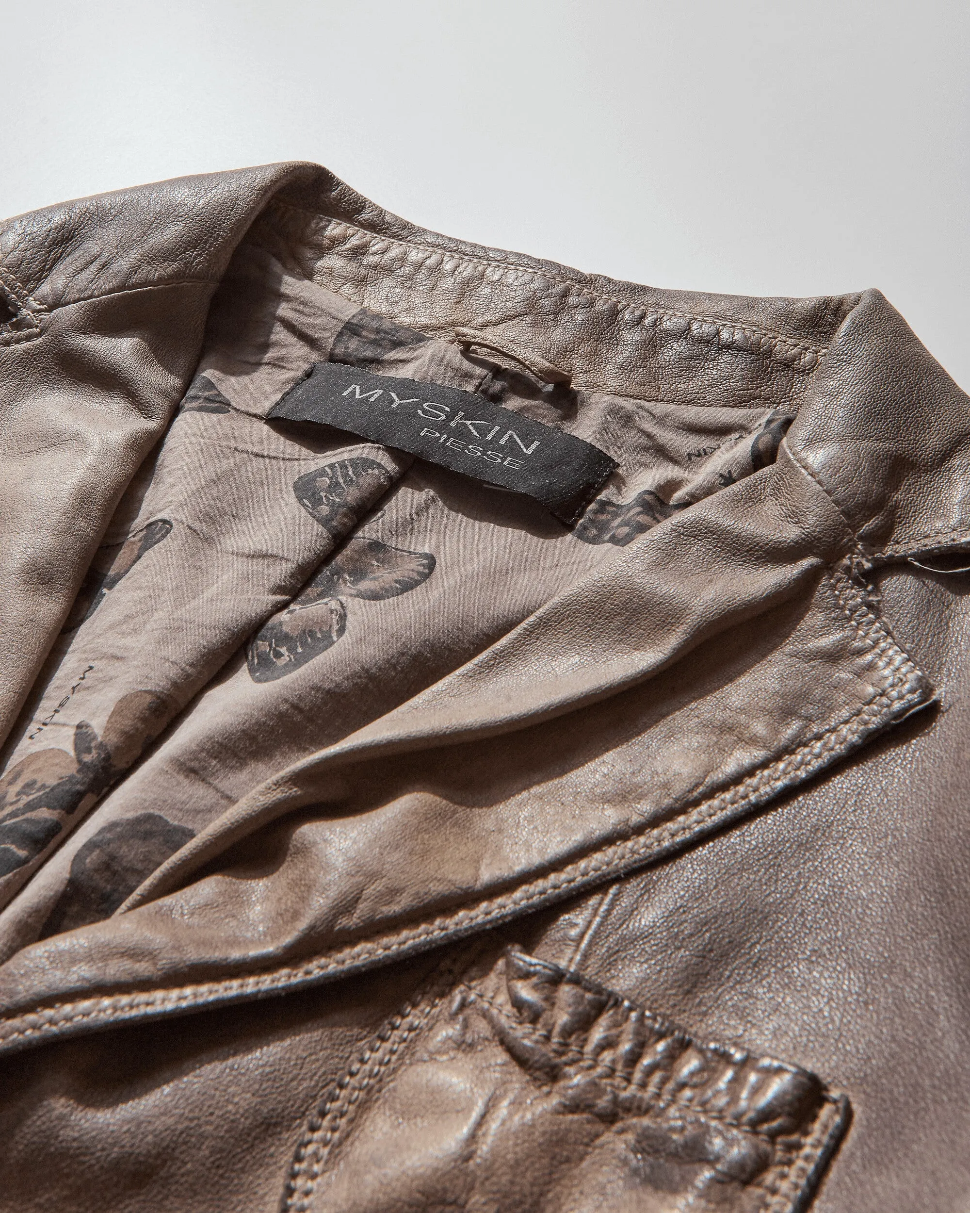 Women's Faded Leather Blazer Brown
