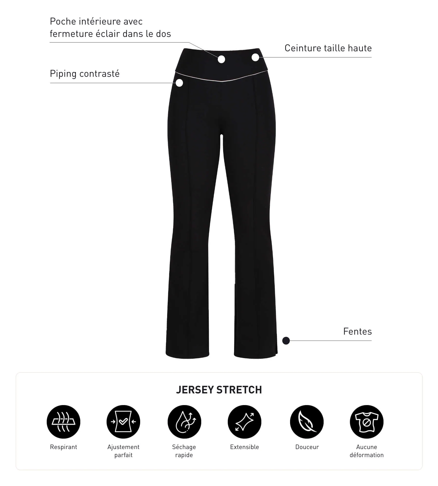 Women's stretch jersey flared sports trousers Black Dim Move