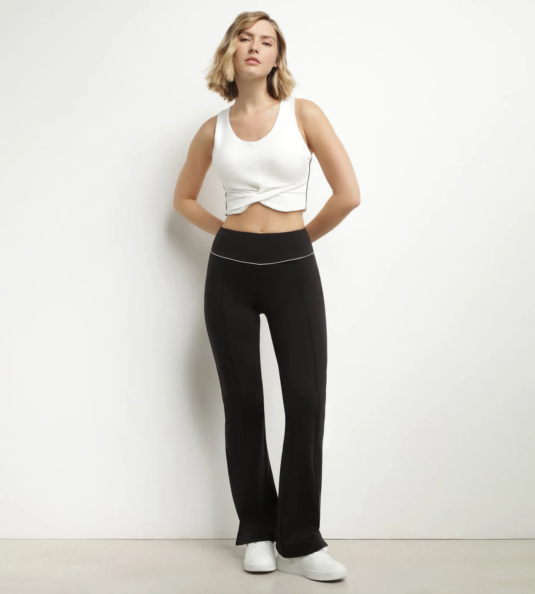 Women's stretch jersey flared sports trousers Black Dim Move