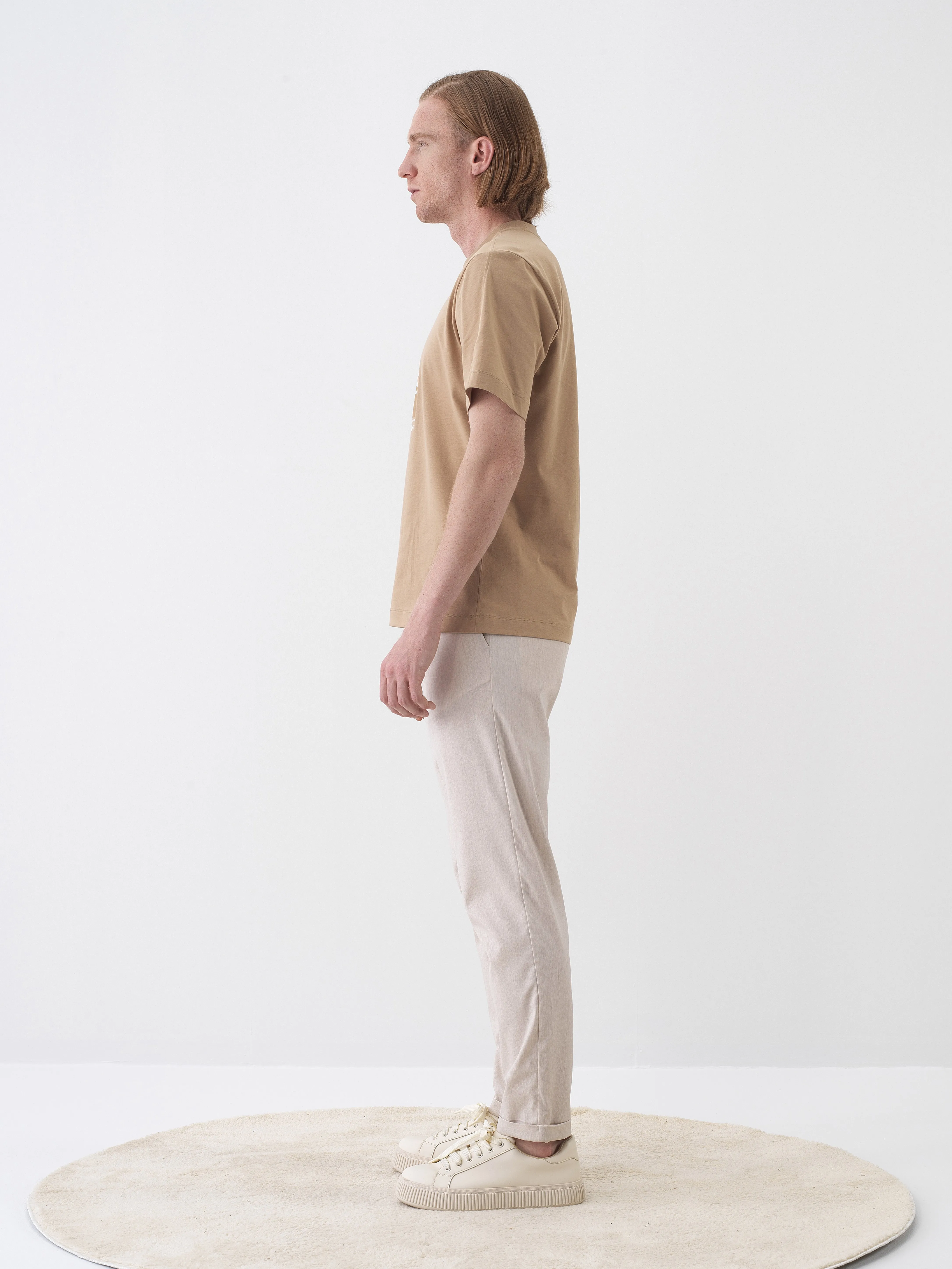 Xint Casual Beige Pant With Elastic Waist