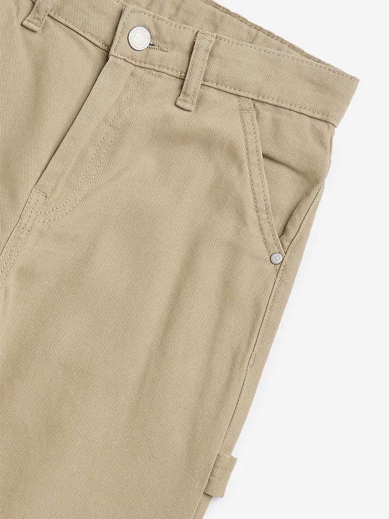 Y&F Kids Beige Straight-Fit Mid-Rise Jeans