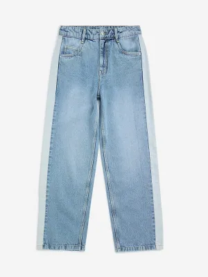 Y&F Kids Blue Faded Straight-Fit Mid-Rise Jeans