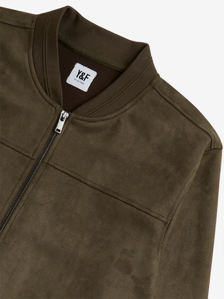 Y&F Kids Olive Faux-Suede Jacket