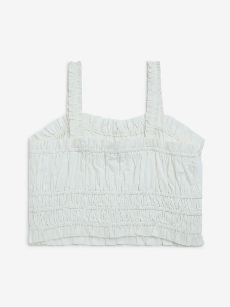 Y&F Kids White Smocked Cotton Top