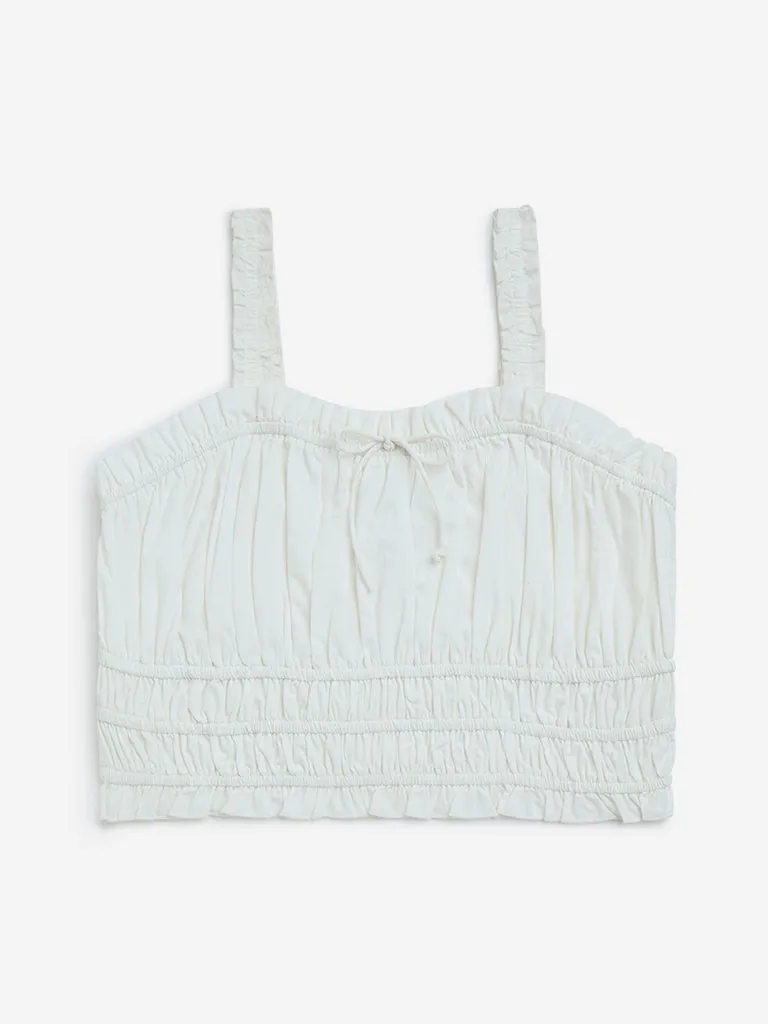 Y&F Kids White Smocked Cotton Top